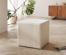 Sitzhocker Dado 45x45 cm Bouclé Creme-Weiß