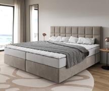 Boxspringbett Dream-Fine Mikrofaser Beige 200x200 cm mit Taschenfederk...