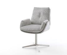 Drehstuhl Clea-Flex Chenille Silbergrau Fußkreuz Edelstahl 360° drehba...