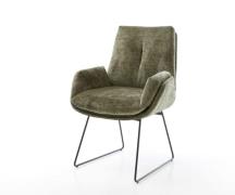 Esszimmerstuhl Clea-Flex Chenille Olive Kufengestell Schwarz