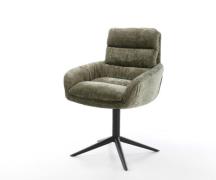 Drehstuhl Abelia-Flex mit Armlehnen Chenille Olive Fußkreuz Schwarz 36...