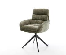 Drehstuhl Abelia-Flex mit Armlehnen Chenille Olive Kreuzgestell breit ...