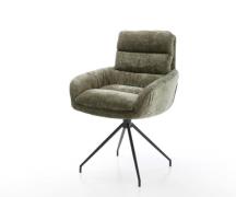Drehstuhl Abelia-Flex mit Armlehnen Chenille Olive Kreuzgestell konisc...