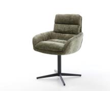 Drehstuhl Abelia-Flex mit Armlehnen Chenille Olive Fußkreuz Schwarz 36...