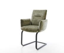 Freischwinger Jova-Flex mit Armlehnen Chenille Olive Freischwinger fla...
