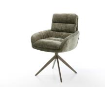 Drehstuhl Abelia-Flex mit Armlehnen Chenille Olive Kreuzgestell breit ...
