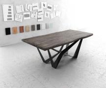 Esstisch Edge 200x100 XL Akazie Platin Spider Flachstahl Schwarz Live-...