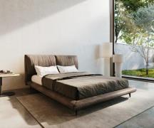 Polsterbettgestell Cusino 140x200 cm Mikrofaser Taupe Vintage