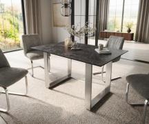 Esstisch Edge 140x90 Keramik Laminam®Nero Greco Anthrazit Edelstahl Sc...