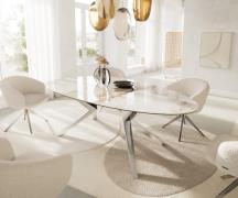Esstisch Edge Oval 220x120 Keramik Minas Melange Weiß-Beige Zenthara k...