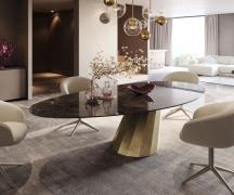 Esstisch Edge Oval 280x130 Keramik Laminam® Emperador Extra Lucidato D...