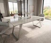 Esstisch Edge 200x100 Keramik Laminam® Onice Oro ?Edelstahl Schräg