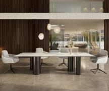 Esstisch Edge 300x100 Keramik Calacatta Luxe Weiß-Gold-Grau Pilier Ede...