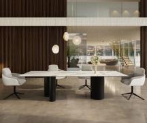 Esstisch Edge 300x100 Keramik Calacatta Luxe Weiß-Gold-Grau Troa Metal...