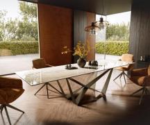Esstisch Edge 300x100 Keramik Laminam® Onice Oro ?Spider Metall Effekt...