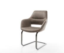 Freischwinger Yago-Flex mit Armlehnen Mikrofaser Taupe Vintage Freisch...