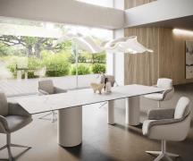 Esstisch Edge 300x100 Keramik Laminam®Statuarietto Weiß Troa Metall We...