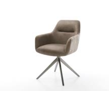 Drehstuhl Pejo-Flex Mikrofaser Taupe Vintage Kreuzgestell breit Graphi...
