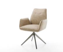 Drehstuhl Zoa-Flex Mikrofaser Beige Vintage Kreuzgestell breit Graphit...