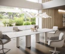 Esstisch Edge 300x100 Keramik Laminam®Statuarietto Weiß Pilier Metall ...