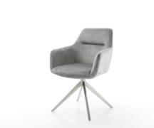 Drehstuhl Pejo-Flex Samt Grau Kreuzgestell breit Edelstahl 360° drehba...