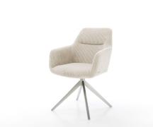 Drehstuhl Pejo-Flex Cord Beige Kreuzgestell breit Edelstahl 360° drehb...