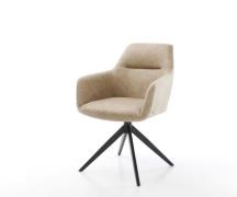Drehstuhl Pejo-Flex Mikrofaser Beige Vintage Kreuzgestell breit Schwar...