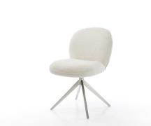 Drehstuhl Nube-Flex Bouclé Weiß Kreuzgestell breit Edelstahl 360° dreh...