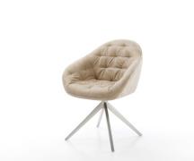 Drehstuhl Gaio-Flex Mikrofaser Beige Vintage Kreuzgestell breit Edelst...