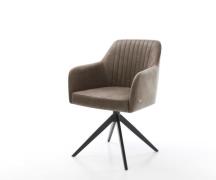 Drehstuhl Greg-Flex Mikrofaser Taupe Vintage Kreuzgestell breit Schwar...