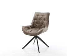 Drehstuhl Taimi-Flex Mikrofaser Taupe Vintage Kreuzgestell breit Schwa...
