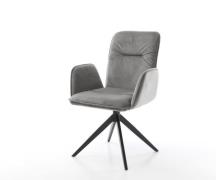 Drehstuhl Vinja-Flex Samt Grau Kreuzgestell breit Schwarz 360° drehbar...