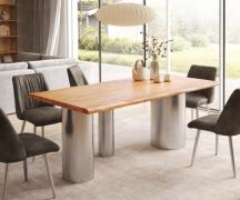 Esstisch Edge 200x100 Akazie Natur Troa Edelstahl gebürstet Live-Edge