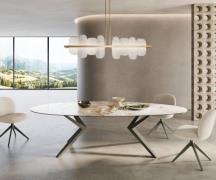 Esstisch Edge Oval 280x130 Keramik Minas Melange Weiß-Beige Zenthara k...