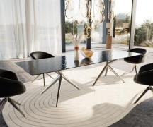 Esstisch Edge 300x100 Reliefglas Rauchschwarz 3D-Design Estelar rund E...