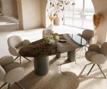 Esstisch Edge Oval 220x120 Keramik Laminam® Emperador Extra Lucidato D...
