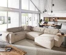 Wohnlandschaft Sirpio 300x200 cm Cord Beige Recamiere variabel