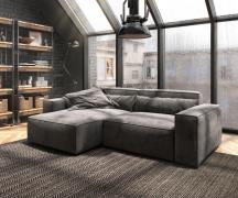 Ecksofa Sirpio 230x150 cm Mikrofaser Khakibraun Recamiere variabel