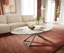 Couchtisch Edge Oval 140x80 cm Keramik Minas Melange Sarity Metall Eff...