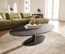 Couchtisch Edge Oval 140x80 cm Keramik Laminam® Noir Desir Braun Viban...