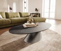 Couchtisch Edge Oval 140x80 cm Keramik Laminam® Noir Desir Braun Conis...