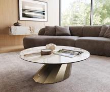 Couchtisch Edge Rund 100x100 cm Keramik Minas Melange Parabi Metallic ...