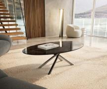 Couchtisch Edge Oval 140x80 cm Keramik Laminam® Emperador Extra Lucida...