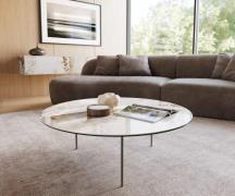 Couchtisch Edge Rund 100x100 cm Keramik Minas Melange Trive Metall Eff...