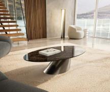 Couchtisch Edge Oval 140x80 cm Keramik Laminam® Emperador Extra Lucida...