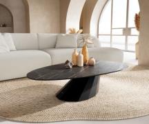 Couchtisch Edge Oval 140x75 cm Keramik Laminam® Noir Desir Braun Parab...