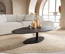 Couchtisch Edge Oval 140x75 cm Keramik Laminam® Noir Desir Braun Viban...