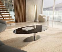 Couchtisch Edge Oval 140x80 cm Keramik Laminam® Emperador Extra Lucida...