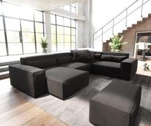 Wohnlandschaft Sirpio 300x210 cm Mikrofaser Schwarz Recamiere variabel...