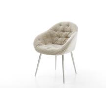 Esszimmerstuhl Gaio-Flex Webstoff Soft Beige 4-Fuß konisch Edelstahl